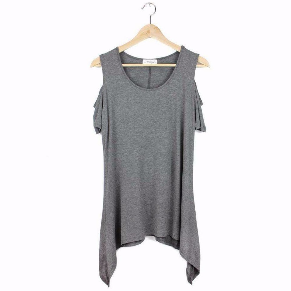 Grey Cold Shoulder top- NWOT